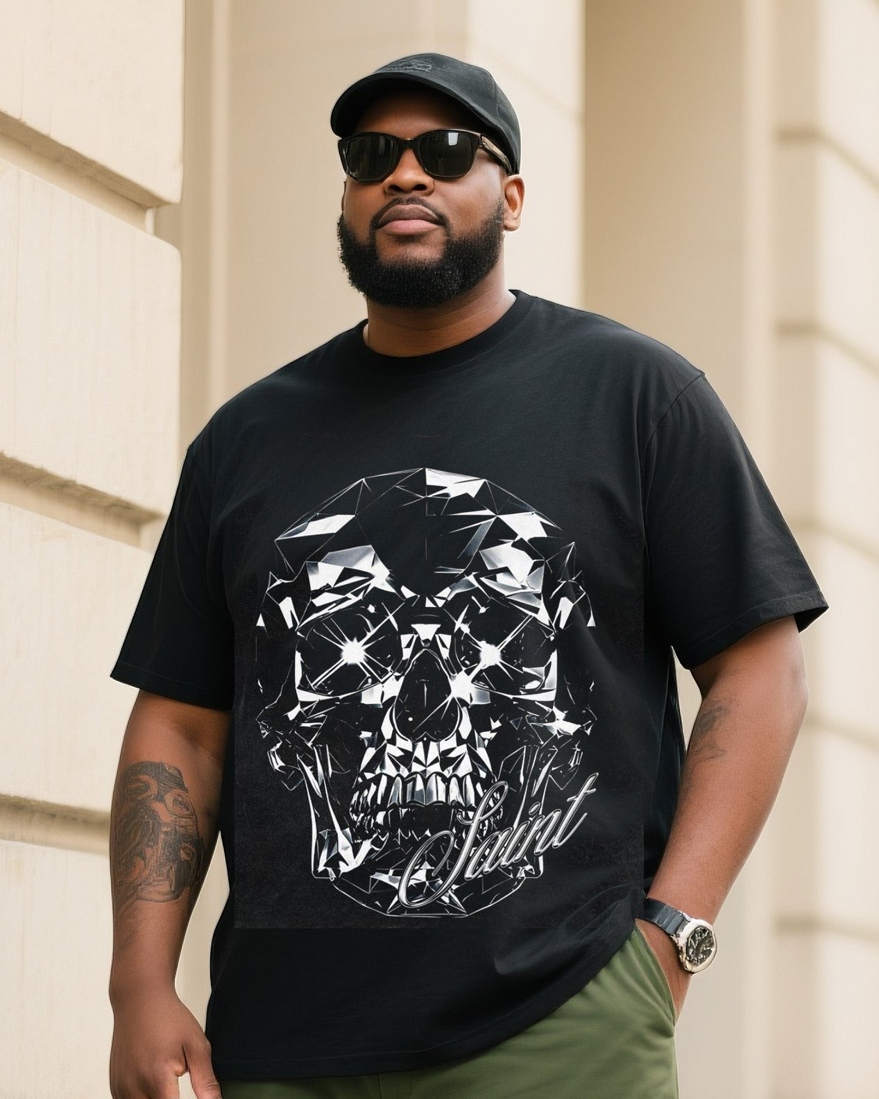 Big Boy Must-Have Fashion Street Trend Big Skull Crewneck Short Sleeve T-Shirt Trousers Suit