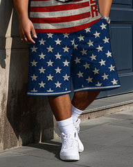 Big Men's American Flag Inspire Football SOCCER Letter Casual Basketball Vest and Shorts Set