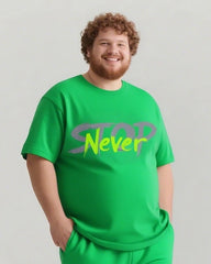 Stop Never Sky Has No Limits Men's Big and Tall Simple Lettering Short Sleeve T-shirt Shorts Set