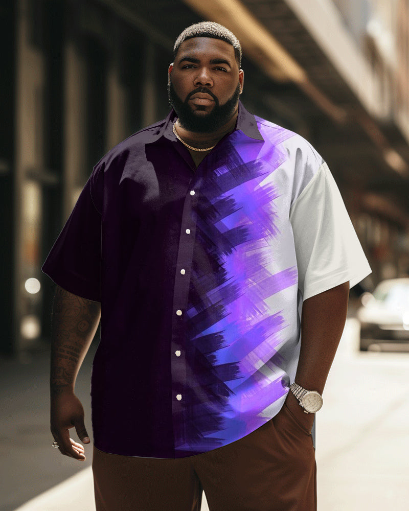 Big Guys Short Sleeve Shirt With Contrast Gradient Geometric Pattern