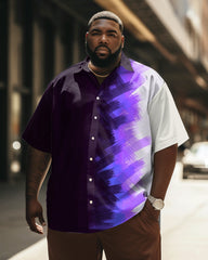 Big Guys Short Sleeve Shirt With Contrast Gradient Geometric Pattern