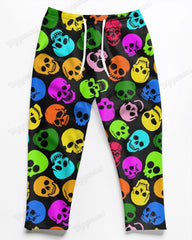 Colorful Skull Pattern Men's Loose Plus Size Straight Pants
