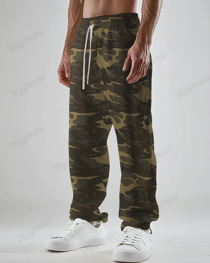 Army Green Camouflage Big Men's Loose Straight Pants