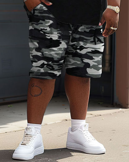 Street Casual Camouflage Patchwork Printed Large Men's Set