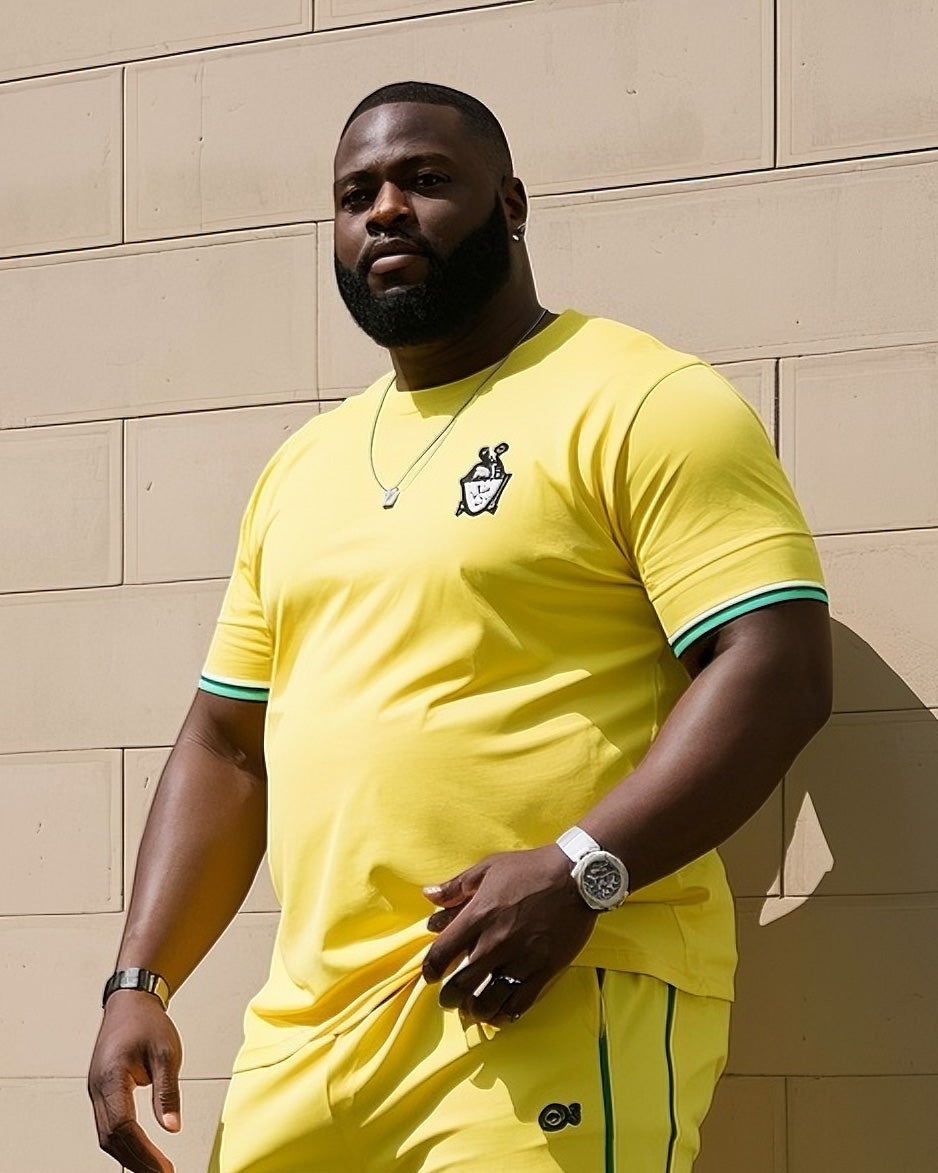 Big Boy Casual Sports Football Style Football Fans Creative Stripe Crewneck Short Sleeve T-Shirt Trousers Suit