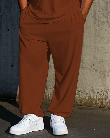 Men's Casual Simple Basketball Printed Big and Tall Short Sleeve T-shirt Pants Set