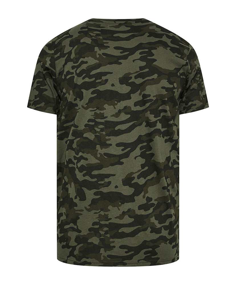 100% Cotton-Army Green Camouflage Men's Plus Size Short Sleeve T-Shirt