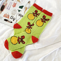 Christmas New Cartoon Men And Women Personality In Coral Velvet Trendy Mid-Calf Socks