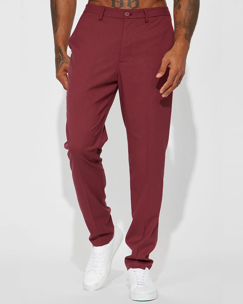 Big & Tall Men's Daily Business Solid Color Trousers