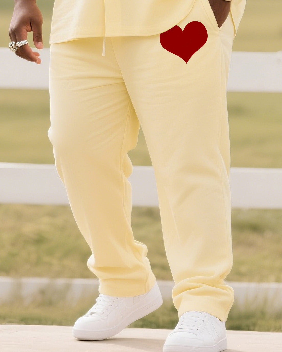 Big Boys Valentine's Day Red Love Printed Short Sleeve Shirt Trousers Suit