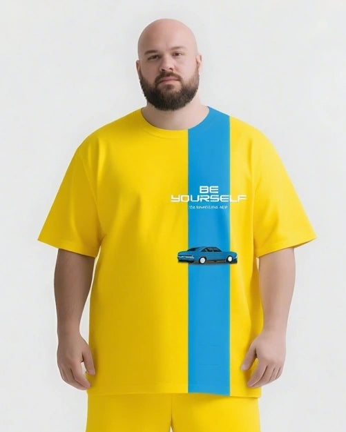 Rooted In Self Reaching for More Big & Tall Men's Simple Lettering T-shirt 2-Piece Set