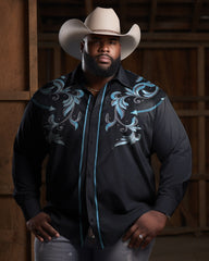 Men's Big and Tall Western Long Sleeve Shirt With Floral Design