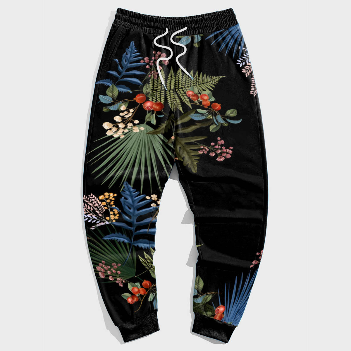 Black Plus Size Casual Floral Trousers