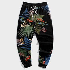 Black Plus Size Casual Floral Trousers