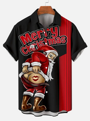 Mens Merry Christmas Santa Lips Plus Size Christmas Style Short Sleeve Shirt