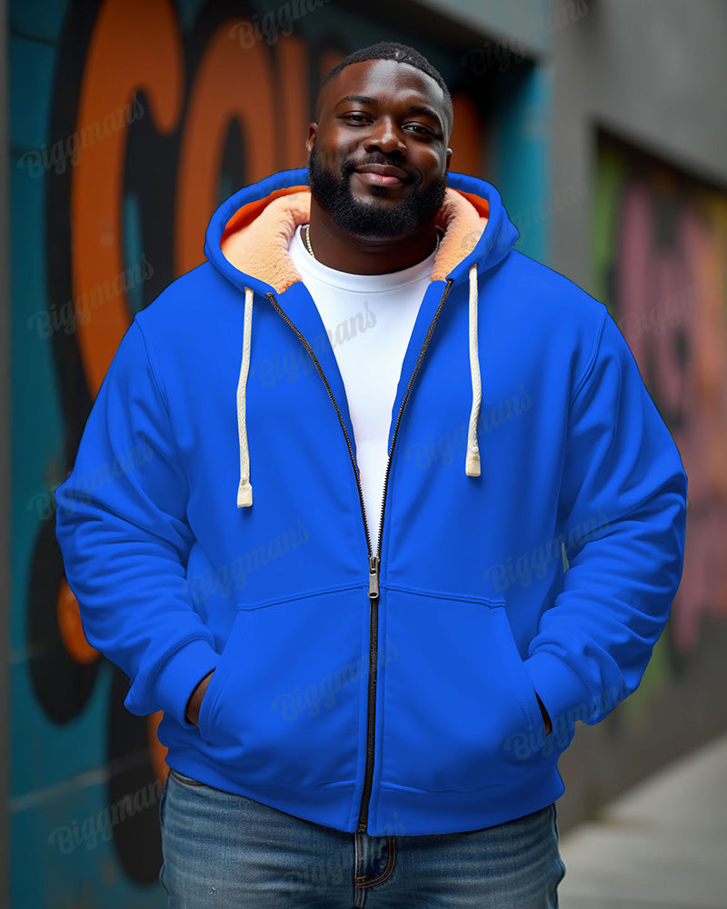 Men's Big & Tall Solid Color Fleece Zipper Cardigan Hoodie