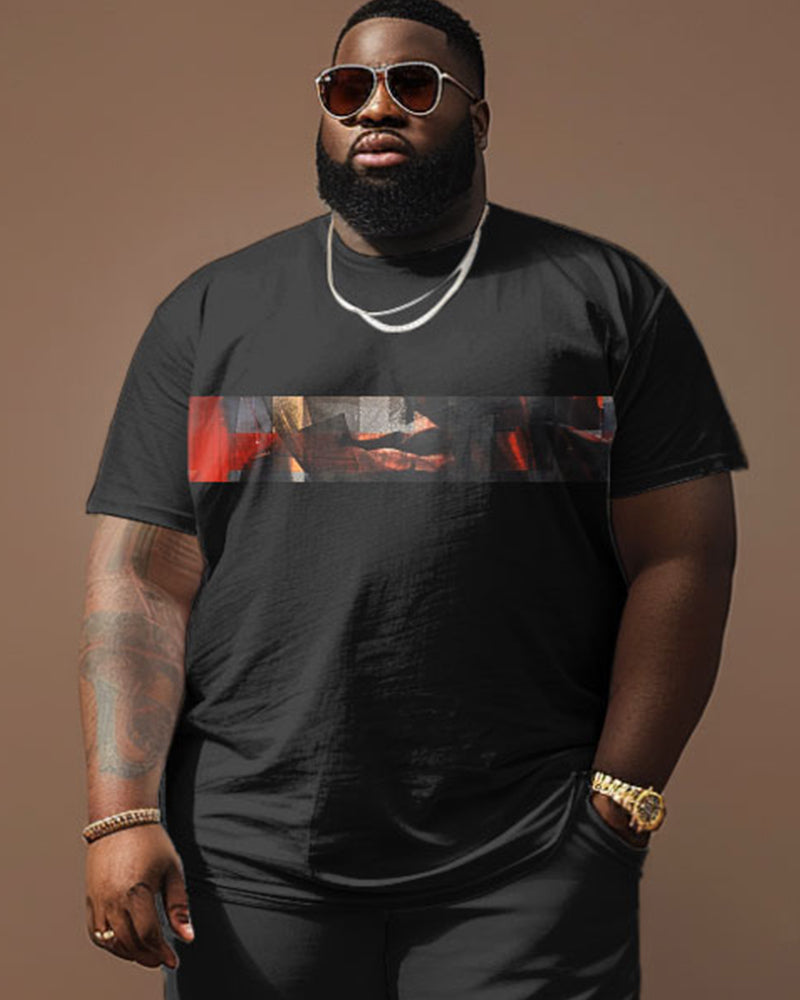 Street Abstract Avatar Oil Painting Color Block Print Large Men's Suit