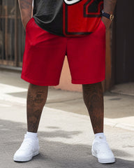 Men's Big and Tall Simple Letter Print T-shirt Shorts Set