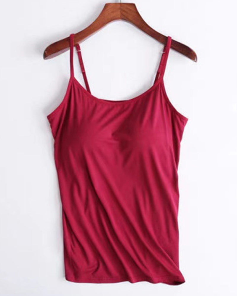 S-6XL Women's Plus Size Solid Color Long Modal Camisole With Chest Pad