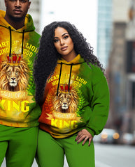 Couple Big and Tall Casual Color Lion Retro Long Sleeve Hoodie Set