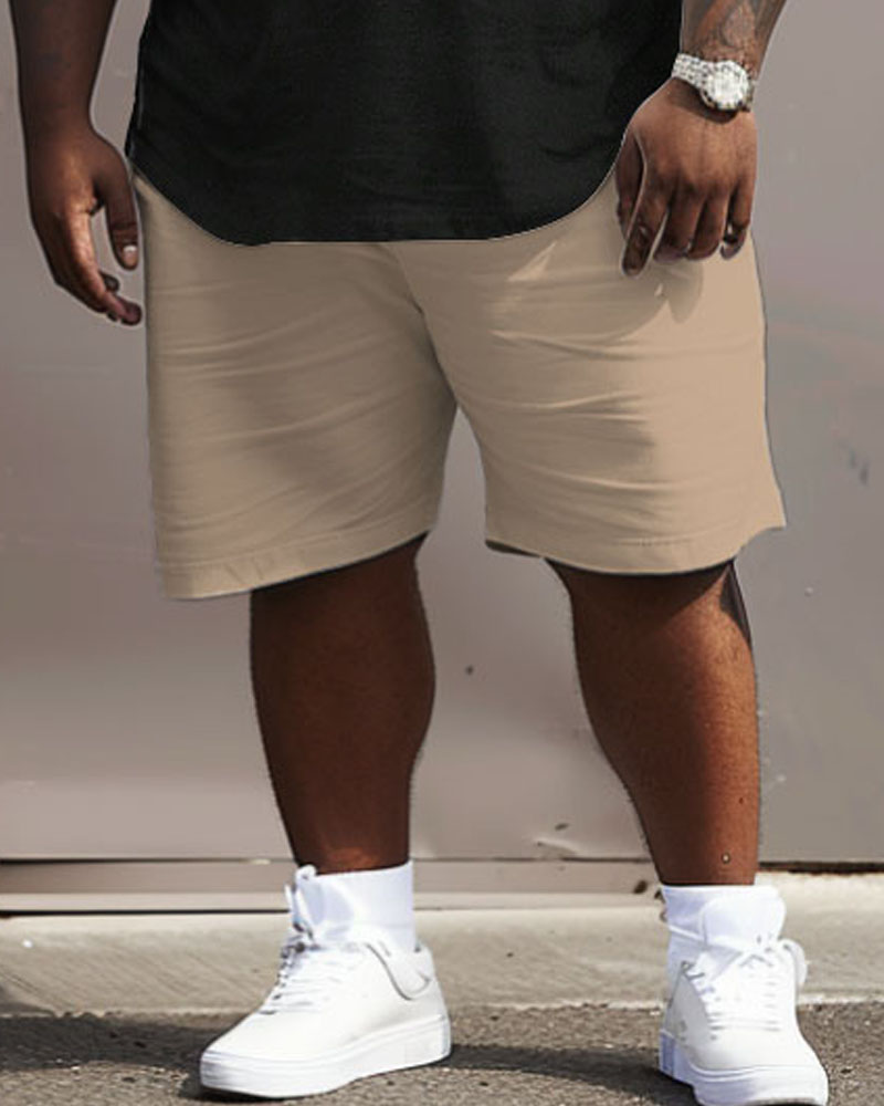 Men's Big and Tall Casual Simple Color Block Printed T-shirt Shorts Set
