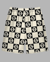 Men's Big & Tall Artistic Contrast Checkerboard Printed Casual Sporty Shorts
