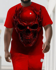 Rise Bold with Skull Flame Men's Skeleton Style Big & Tall Short Sleeve T-shirt 2-Piece Short Set