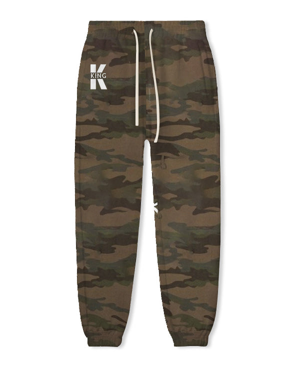 Couple Big and Tall Casual Outfit Camouflage Graffiti King Queen Hoodie Set