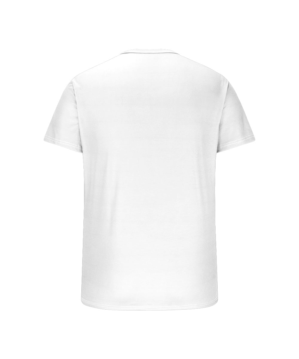 Big & Tall Men's White Spell Purple Stripe Geometric Print Henry Collar Button Short Sleeve T-Shirt