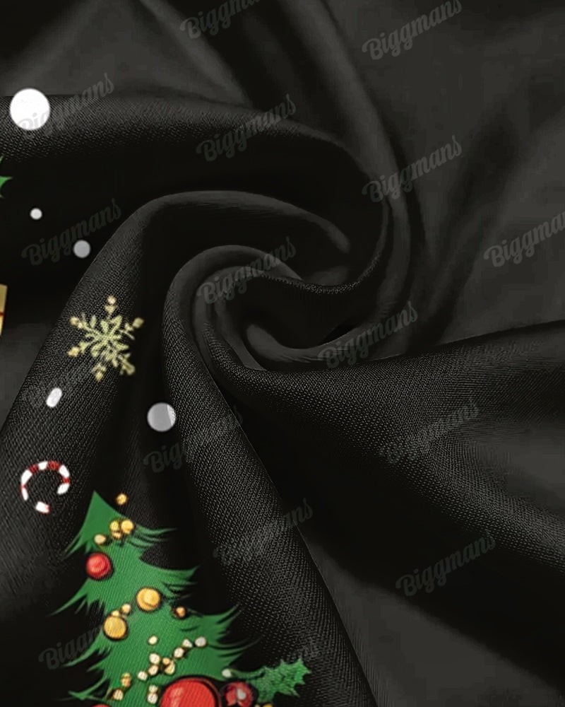 Men’s Christmas Black Gingerbread Man Tie Print Big & Tall Hoodie Set