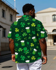 Men's Plus Size St. Patrick's Day Clover Short Sleeve Lapel Short Sleeve Shirt