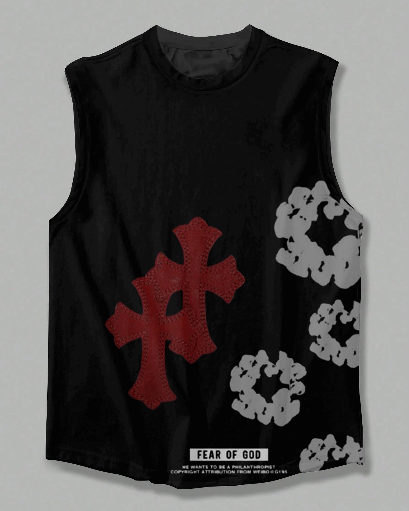 Men's Plus Size Cotton Cross Print Vest