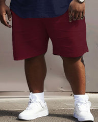 Street Casual Simple Color Block Printed Big Men's Set
