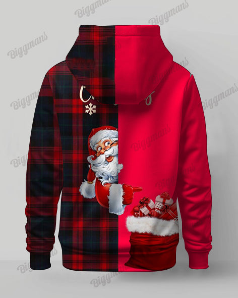 Men's Big and Tall Merry Christmas Santa Colorblock Plaid Hoodie Set