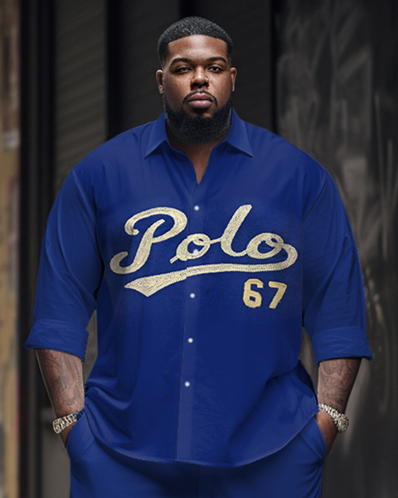 Plus Size Men's Polo 67 Long-Sleeved Trousers Two-Piece Set