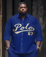 Plus Size Men's Polo 67 Long-Sleeved Trousers Two-Piece Set