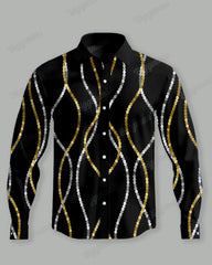 Men's Plus Size Gold Silver Color Block Flash Print Long Sleeve Shirt Trousers Suit