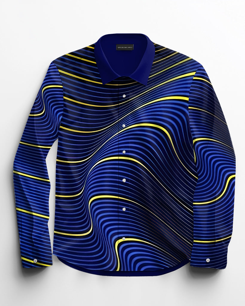 Blue Men's Ombre Art Plus Size Long Sleeve Walking Set