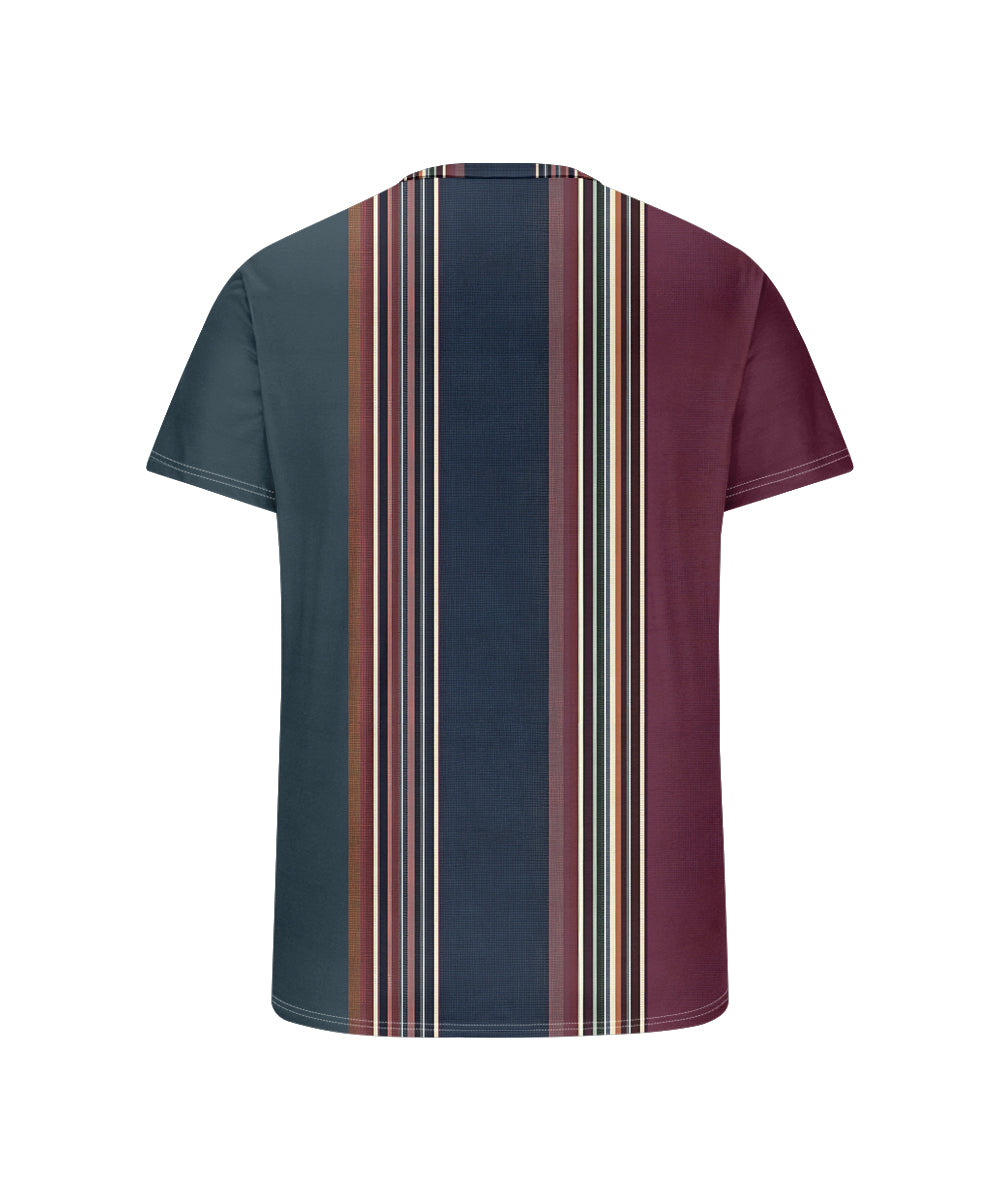 Men's Plus Size Daily Casual Blue Stripe Print Henley Collar Button Short Sleeve T-Shirt