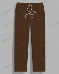 Men's Plus Size Brown Striped Alphabet Print Long Sleeve T-Shirt Trousers Suit