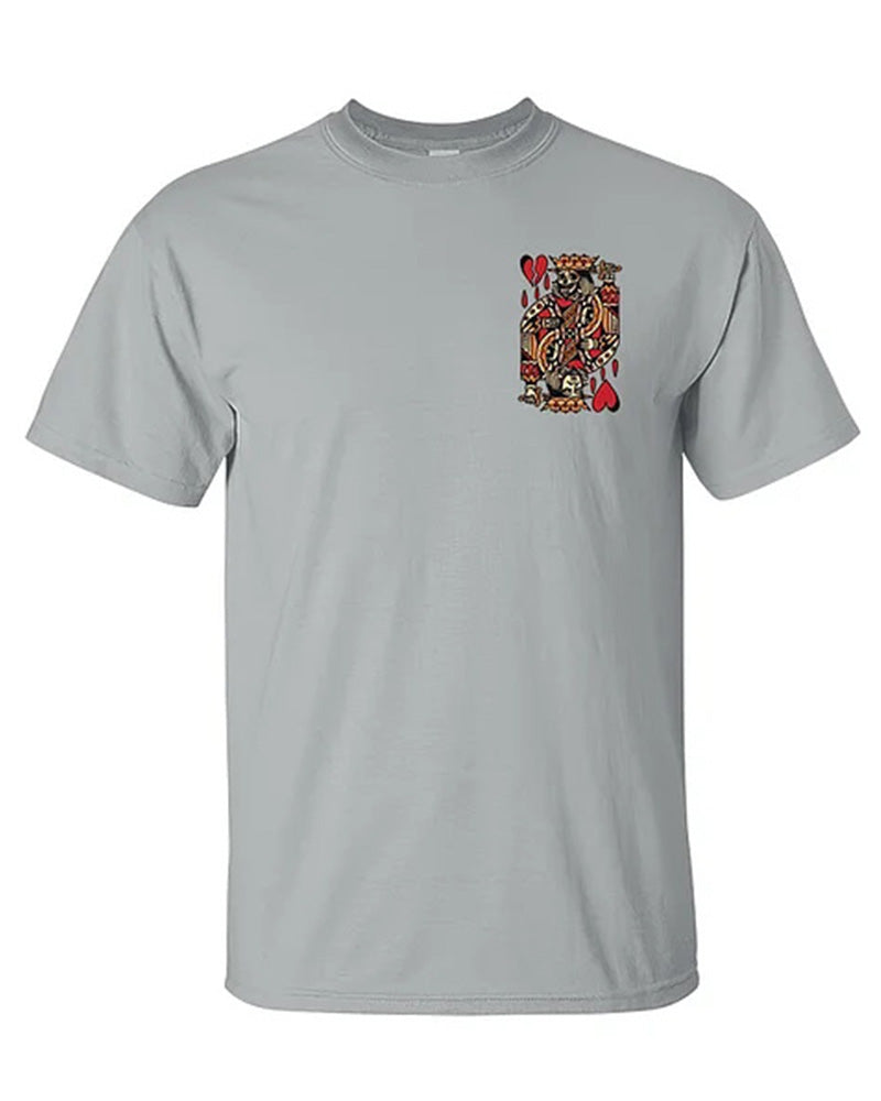 Men's Plus Size Street Fashion Playing Card Skull Print Round Neck Short Sleeve T-Shirt