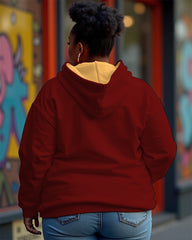 Women's Plus Size Casual Letter Print Zipper Long Sleeve Hoodie