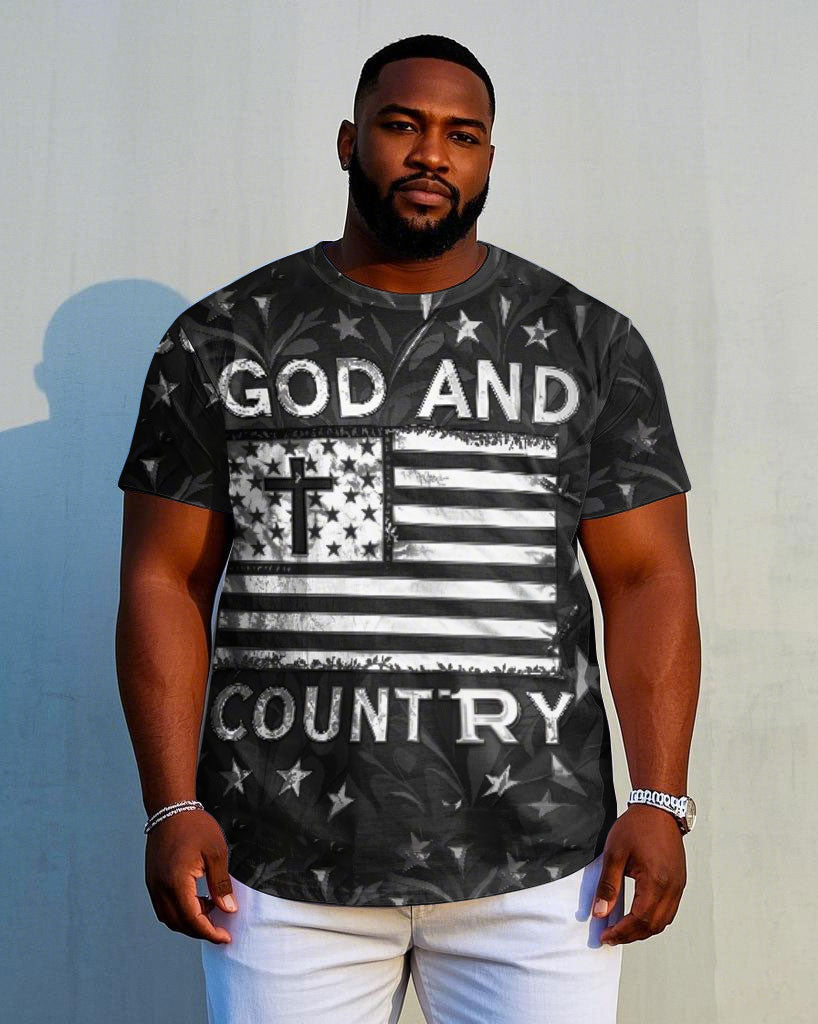 Men's GOD AND COUNTRY American Flag Printed Casual Short Sleeve T-shirts