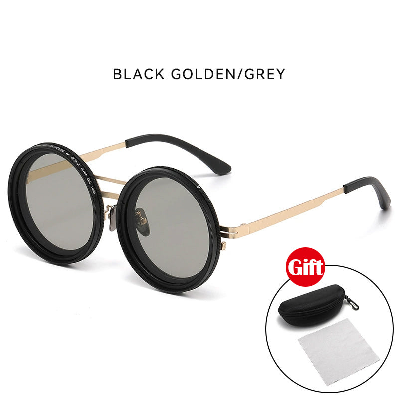 ND 9 - Level Adjustable Dimming Sunglasses, Infinite Rotation Filter, Retro Personalized Polarized Sunglasses, Steampunk Style
