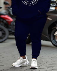 Women's Plus Size Letter Printing Long Sleeve Hoodie and Casual Pants Set
