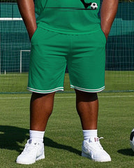 Big Men's Football Athlete Silhouette SOCCER Printed Basketball Vest and Shorts Set