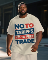 Men's Big & Tall Tariff Theme Funny Saying Printed 2-piece Short Sleeve T-Shirt Pants Suit