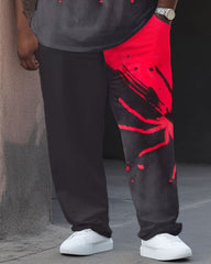 Men's Large Color Block Spider Street Hip Hop Casual Two Piece Set