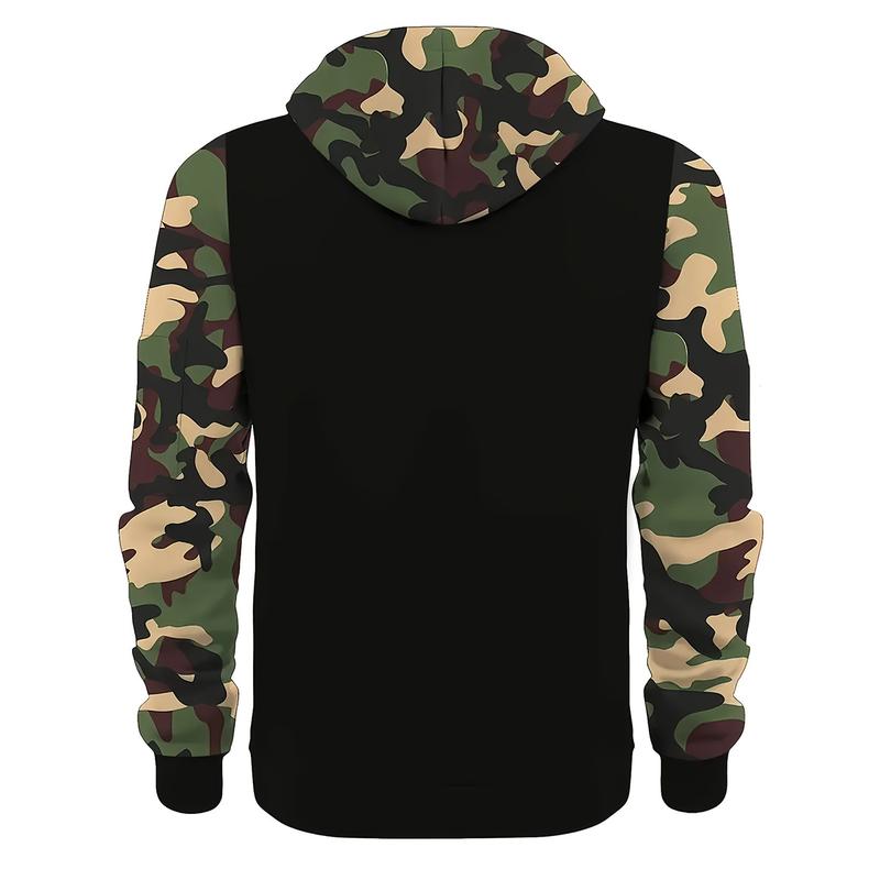 Stitching Hooded Men's Fashion Camouflage American Vintage Zipper Sweater