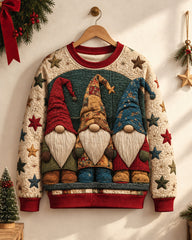 Big & Tall Men's Cute Christmas Gnome Quilted Sweatshirt